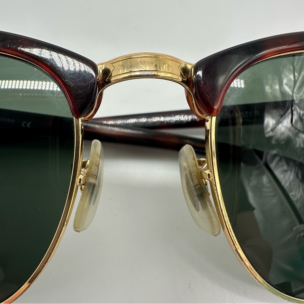 Ray-Ban Clubmaster Tortoiseshell Gold Frame Sunglasses Green Lenses - Picture 7 of 14